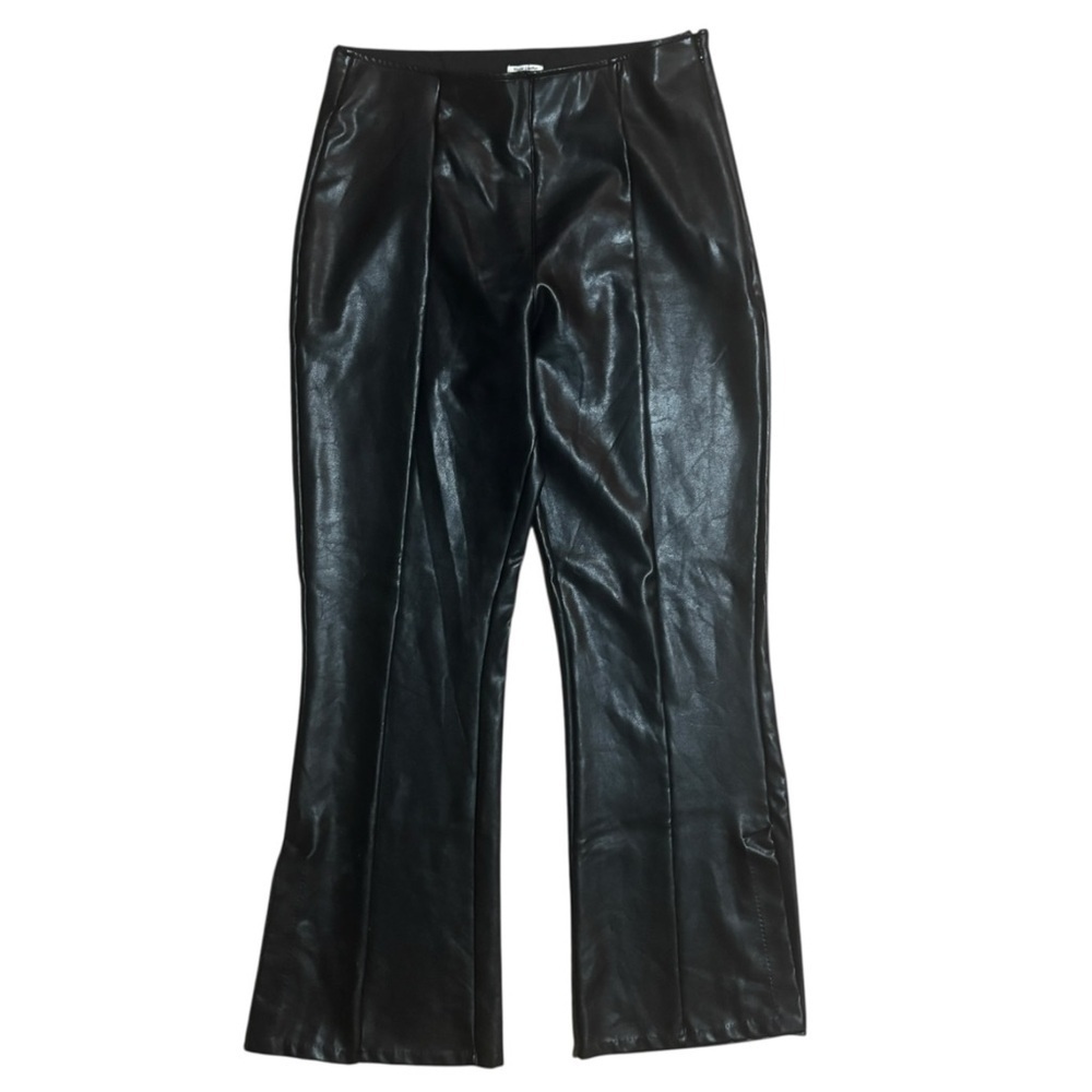 Abercrombie & Fitch Vegan Leather Pants Womens L Black Split Hem